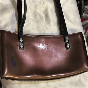 Beijo Shiny Maroon and Black Shoulder Bag